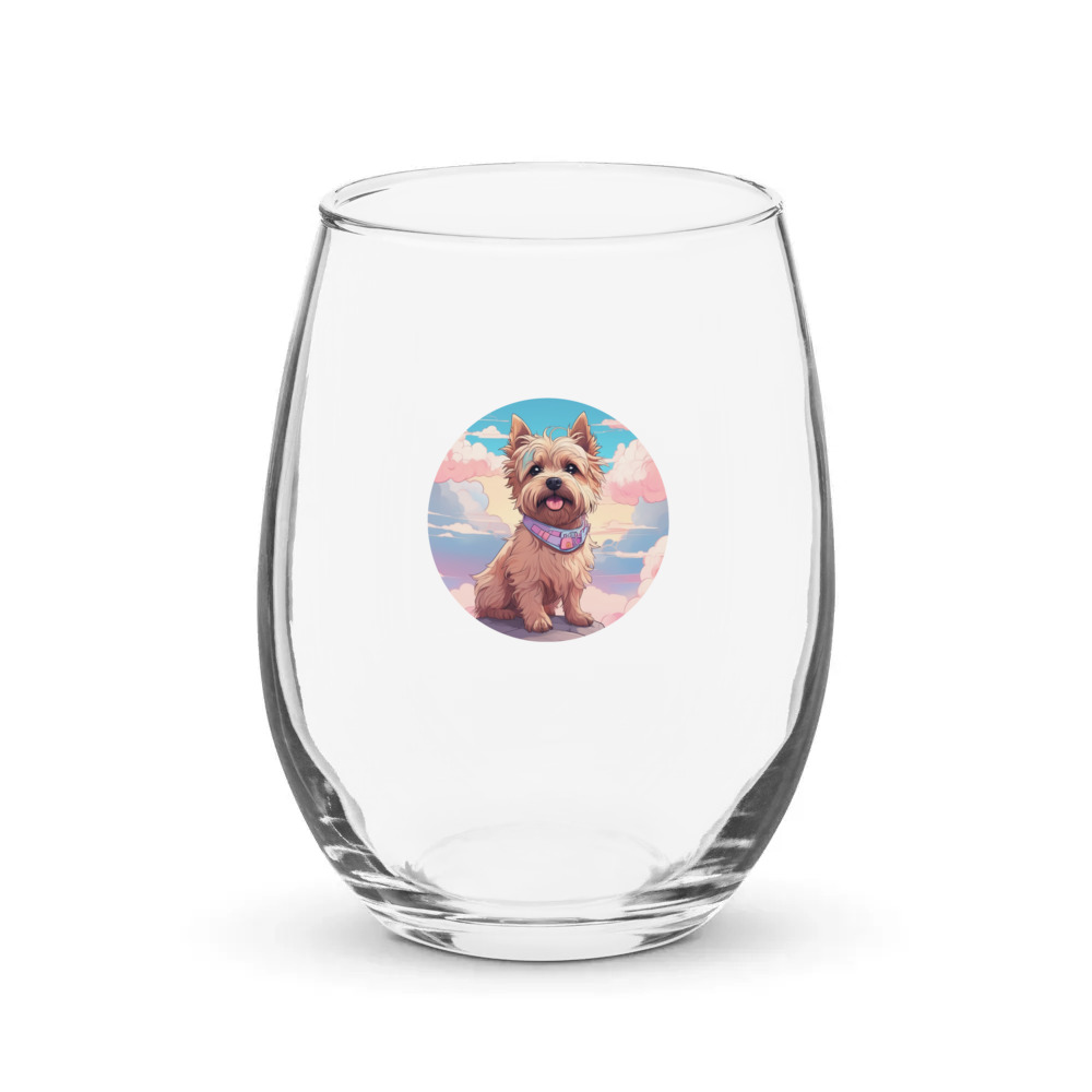 PugMug Custom Cairn Terrier Stemless Wine Glass