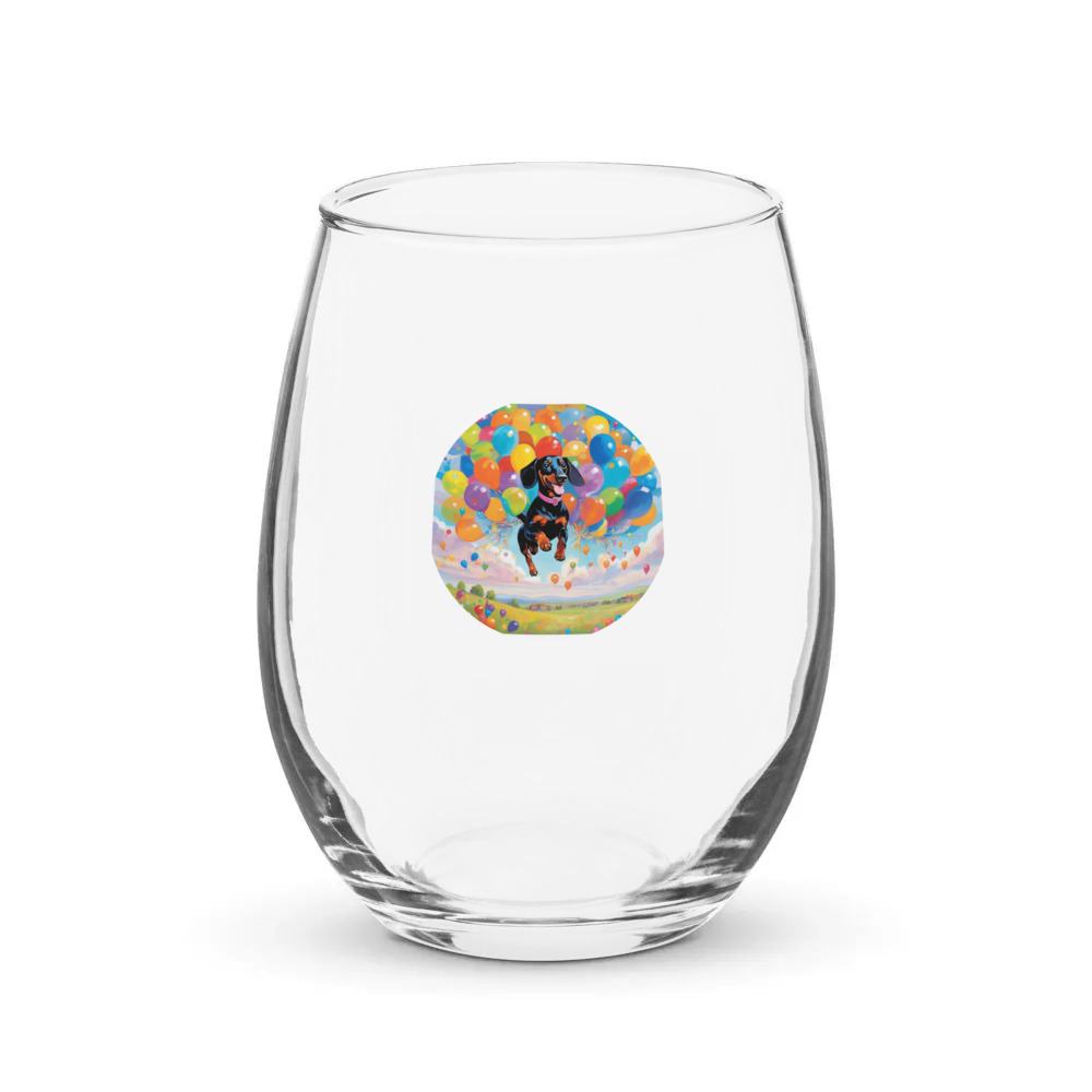 PugMug Custom Black Dachshund Stemless Wine Glass