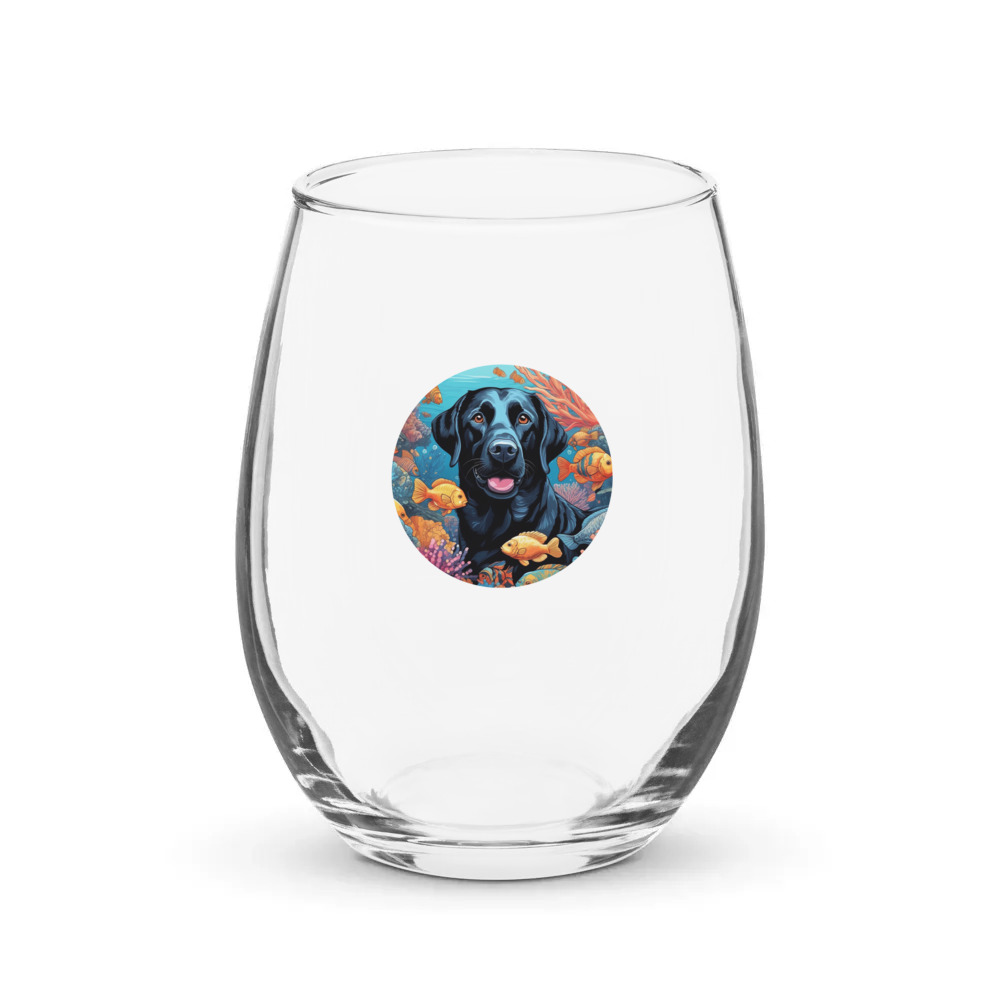 PugMug Custom Black Labrador Retriever Stemless Wine Glass