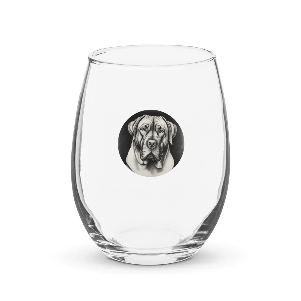 PugMug Custom Mastiff Stemless Wine Glass