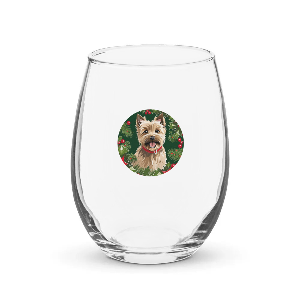 PugMug Custom Cairn Terrier Stemless Wine Glass