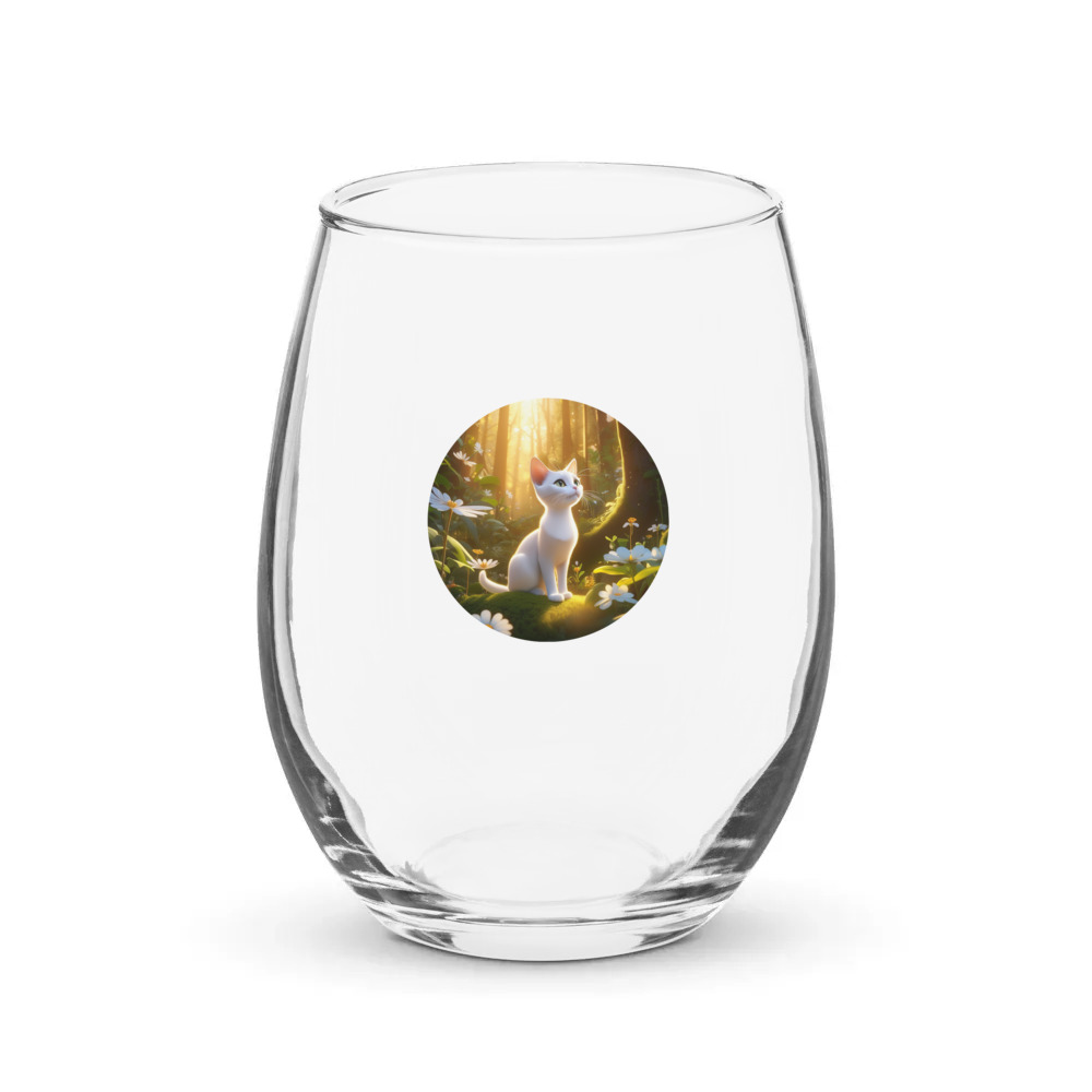 PugMug Custom White Abyssinian Cat Stemless Wine Glass