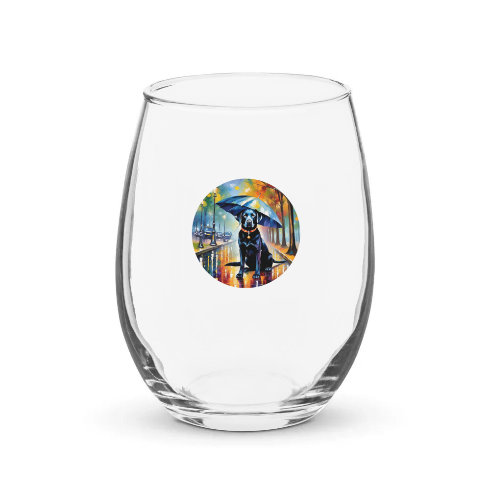 PugMug Custom Black Labrador Retriever Stemless Wine Glass