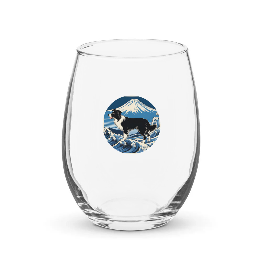 PugMug Custom Border Collie Stemless Wine Glass