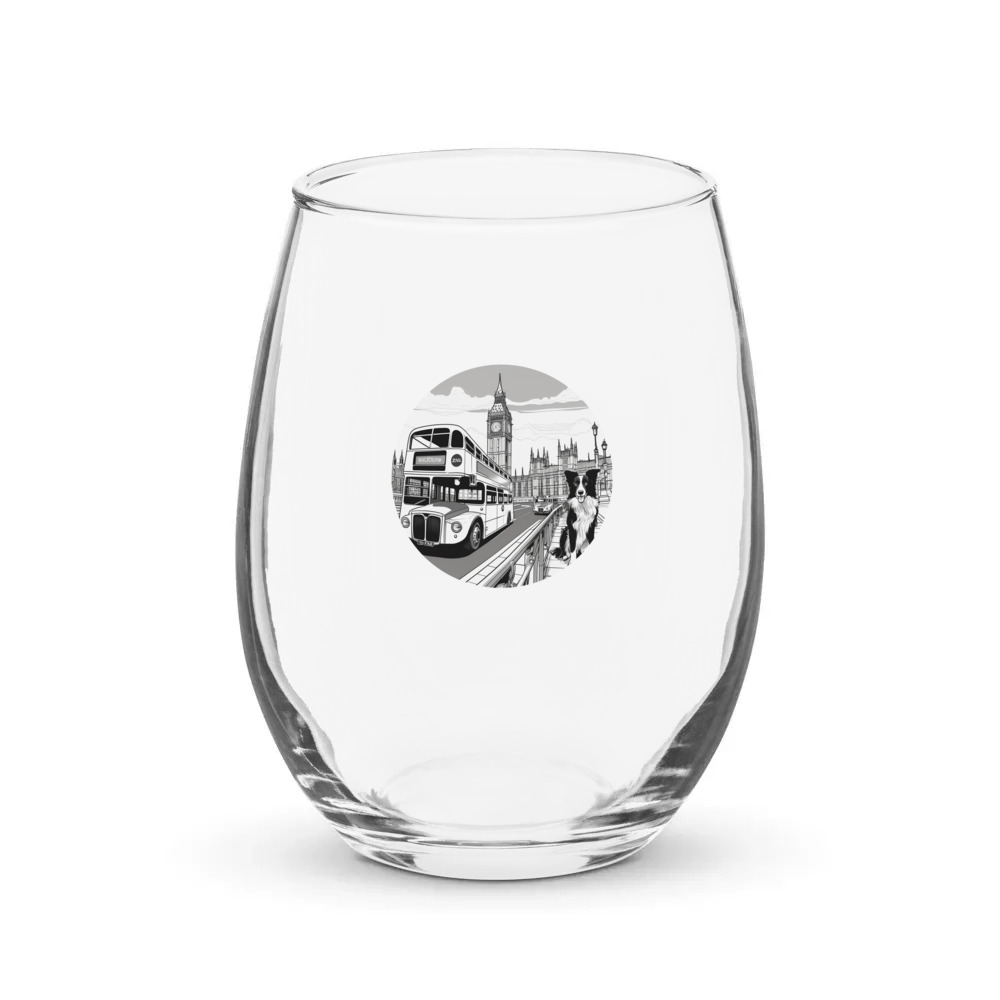 PugMug Custom Border Collie Stemless Wine Glass