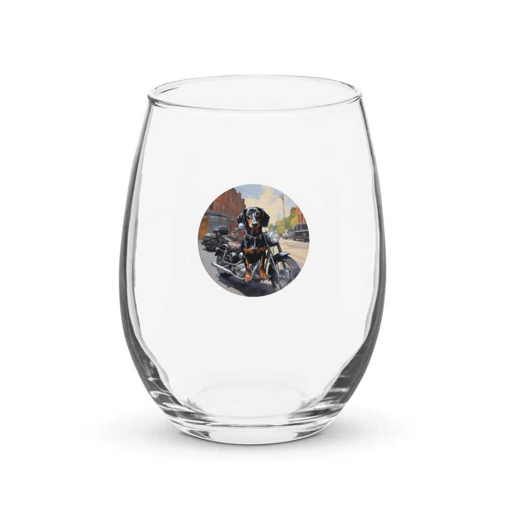 PugMug Custom Black Dachshund Stemless Wine Glass