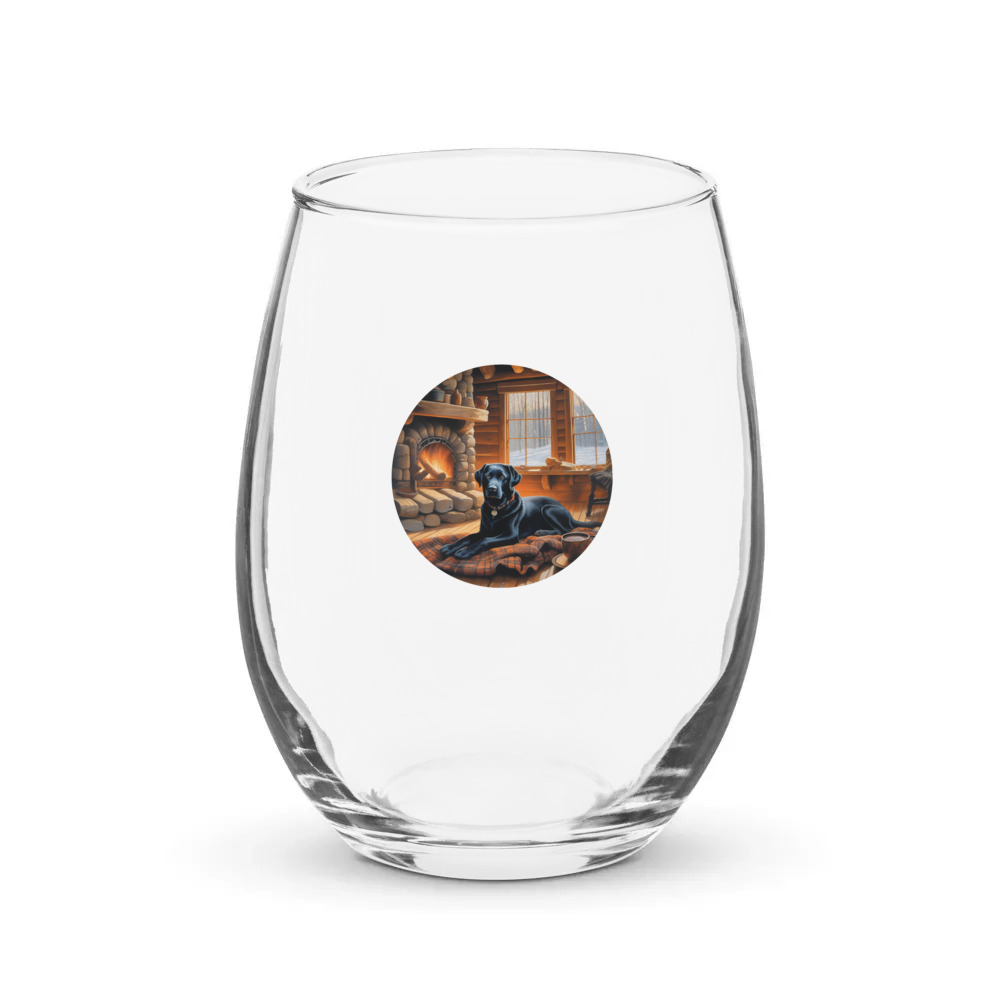 PugMug Custom Black Labrador Retriever Stemless Wine Glass