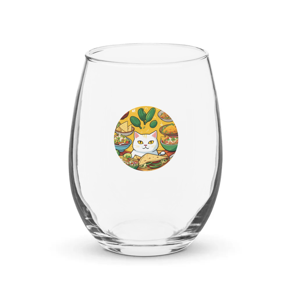 PugMug Custom White Companion Cat Stemless Wine Glass