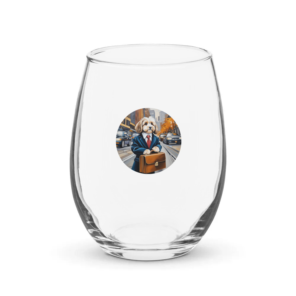 PugMug Custom Tan Havanese Dog Stemless Wine Glass