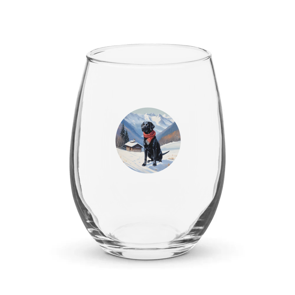 PugMug Custom Black Labrador Retriever Stemless Wine Glass