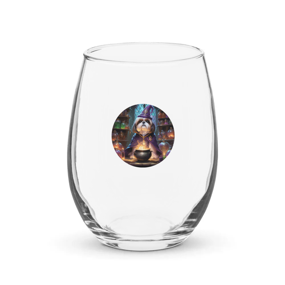 PugMug Custom Shih Tzu Stemless Wine Glass
