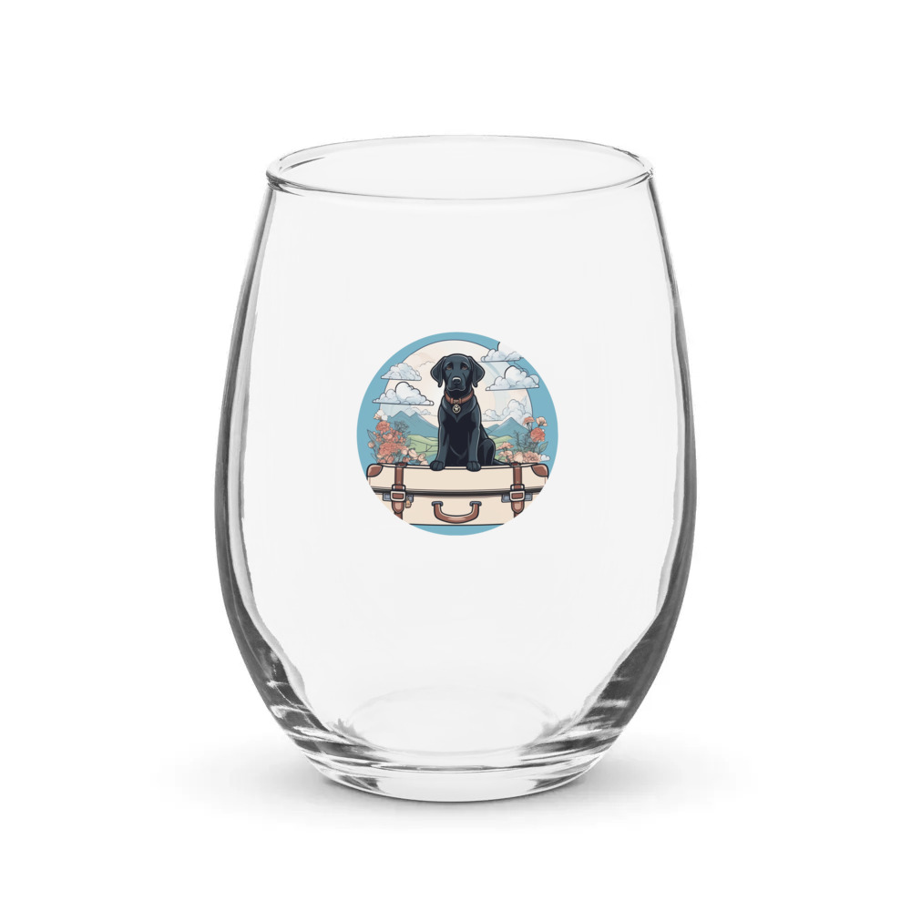 PugMug Custom Black Labrador Retriever Stemless Wine Glass