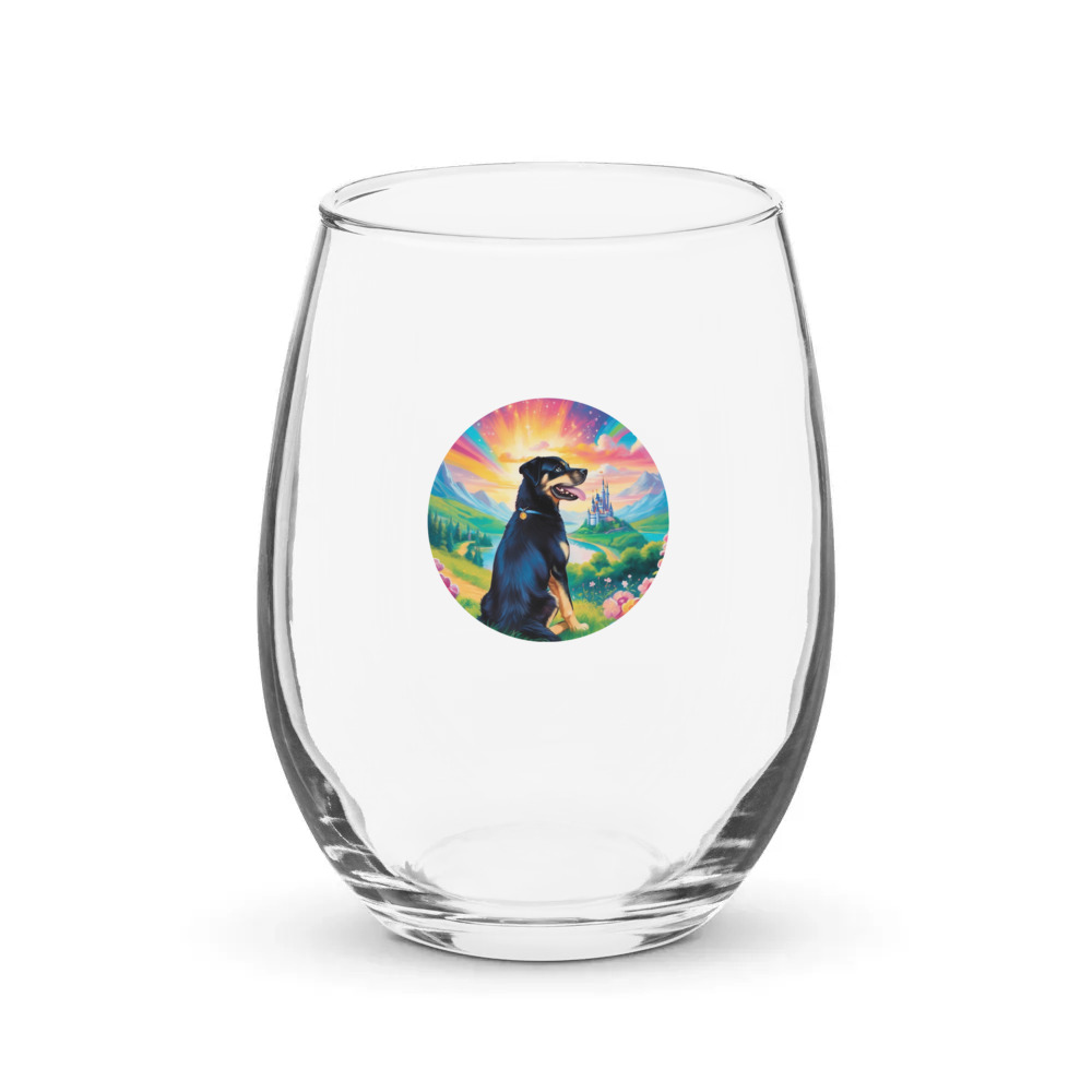PugMug Custom Blue Stemless Wine Glass