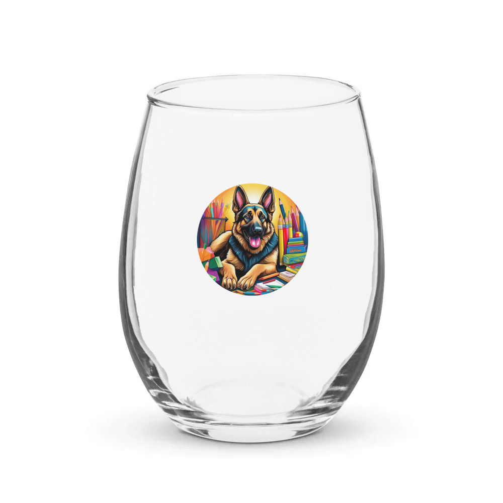 PugMug Custom German Shepherd Dog Stemless Wine Glass