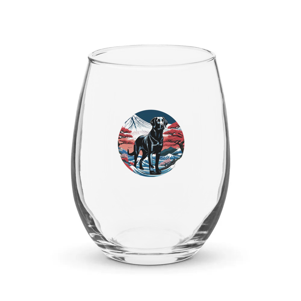 PugMug Custom Black Labrador Retriever Stemless Wine Glass