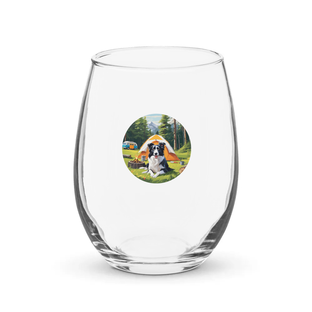 PugMug Custom Border Collie Stemless Wine Glass