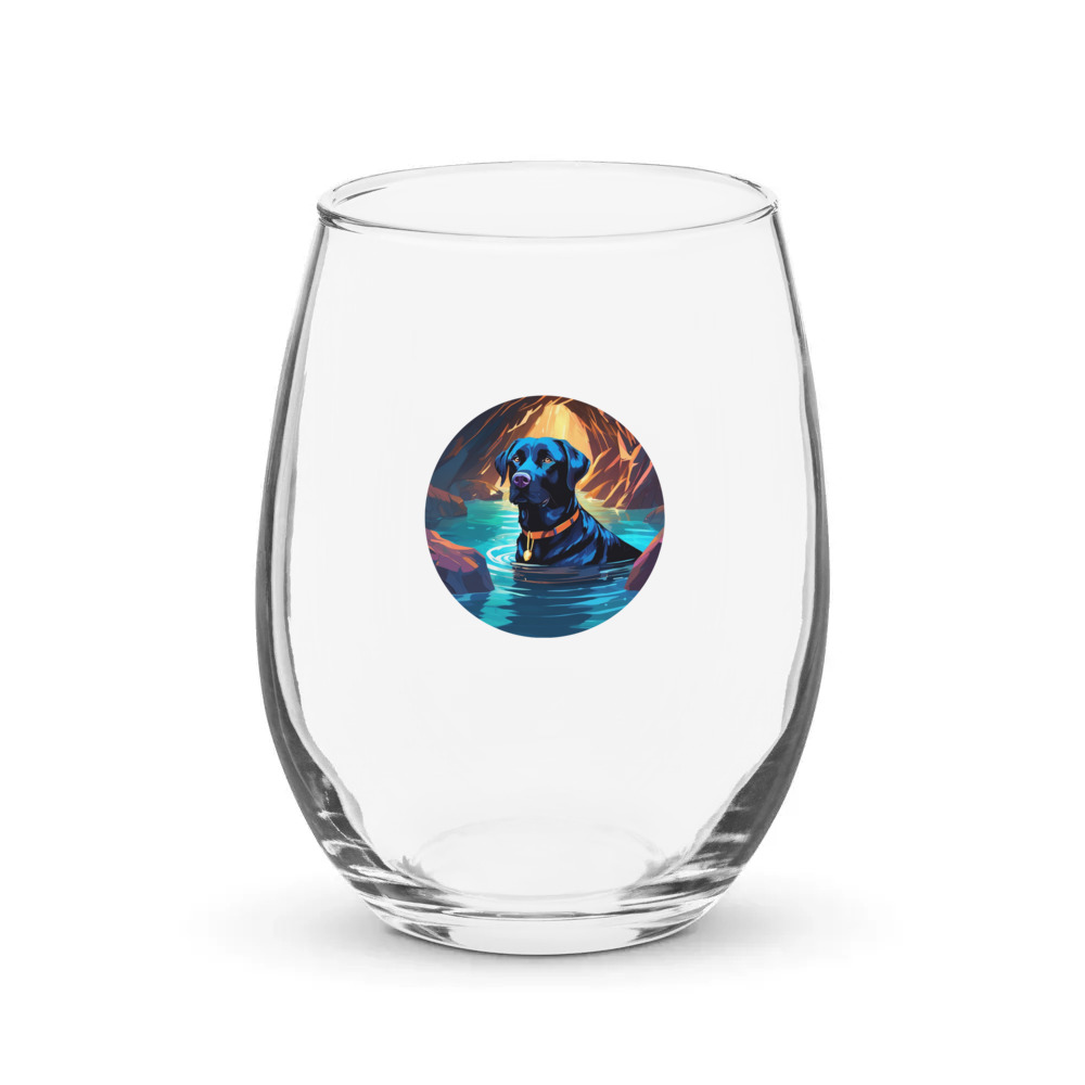 PugMug Custom Black Labrador Retriever Stemless Wine Glass
