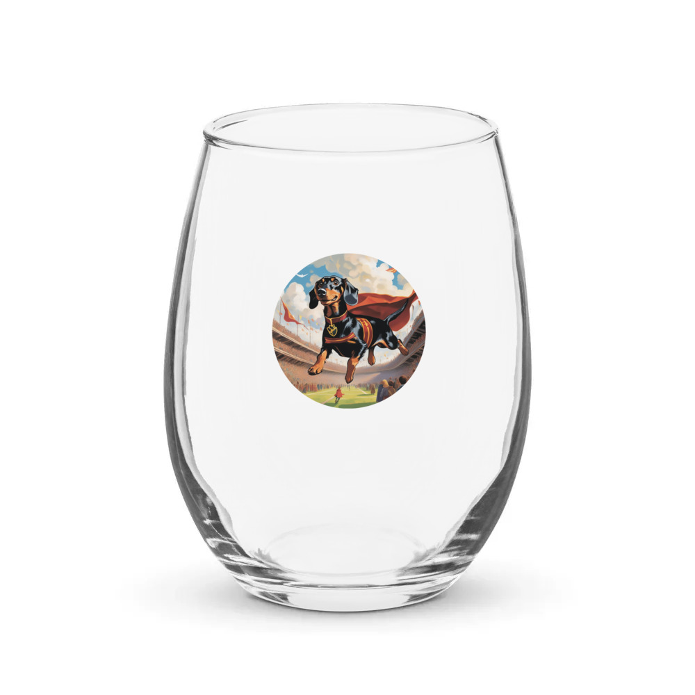 PugMug Custom Black Dachshund Stemless Wine Glass