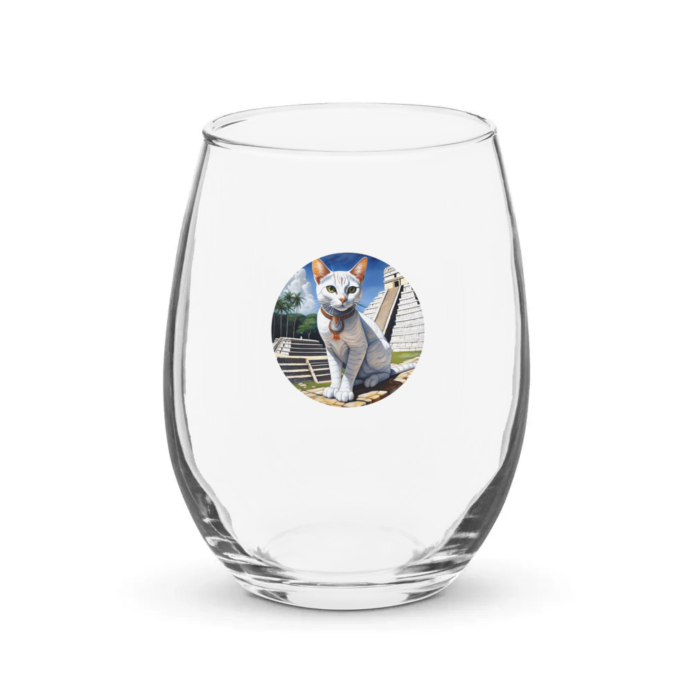 PugMug Custom White Companion Cat Stemless Wine Glass