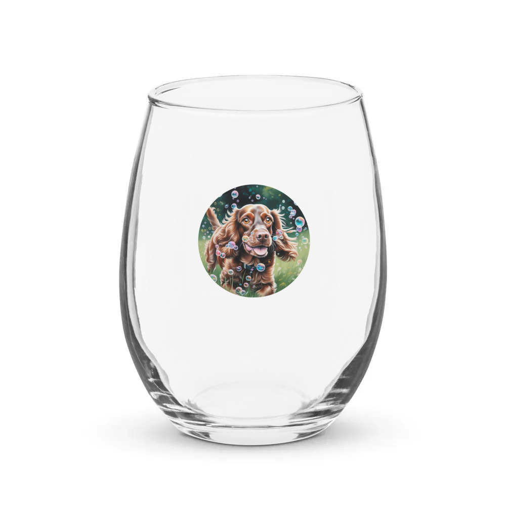 PugMug Custom English Cocker Spaniel Stemless Wine Glass