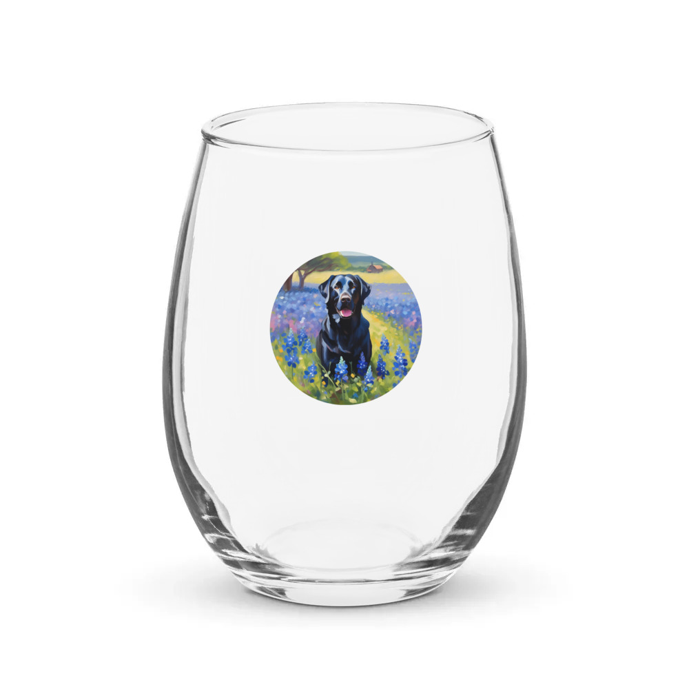 PugMug Custom Black Labrador Retriever Stemless Wine Glass