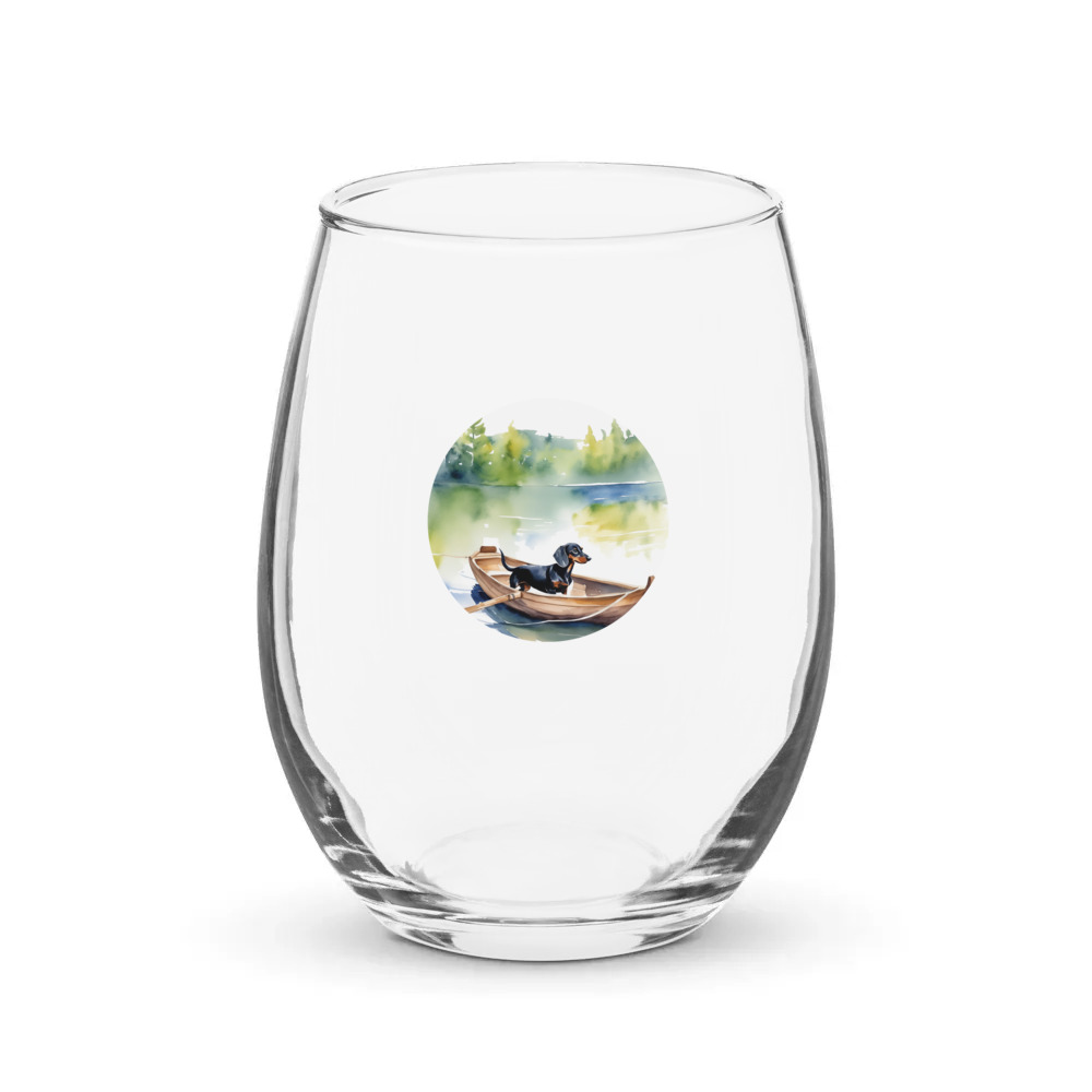PugMug Custom Black Dachshund Stemless Wine Glass