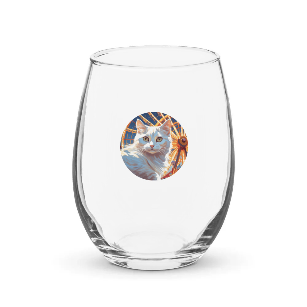 PugMug Custom White Companion Cat Stemless Wine Glass