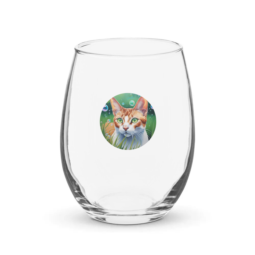 PugMug Custom White Abyssinian Cat Stemless Wine Glass