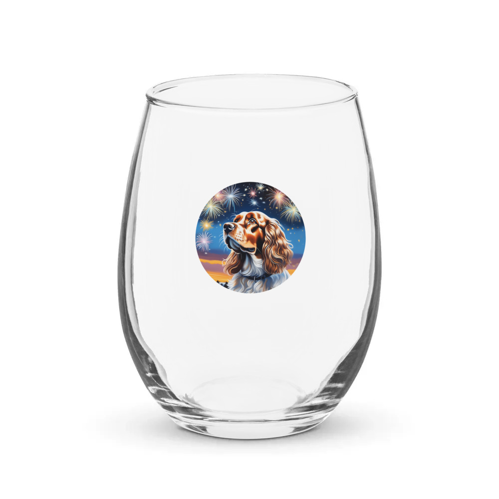 PugMug Custom English Cocker Spaniel Stemless Wine Glass
