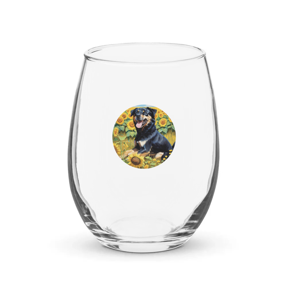 PugMug Custom Blue Stemless Wine Glass
