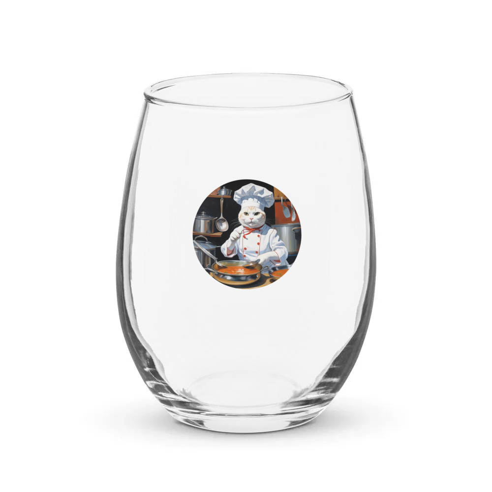 PugMug Custom White Companion Cat Stemless Wine Glass