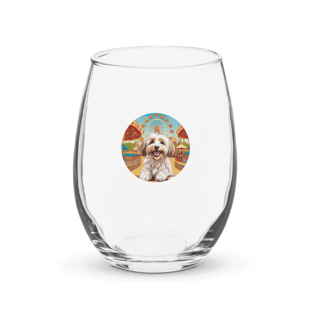 PugMug Custom Tan Havanese Dog Stemless Wine Glass