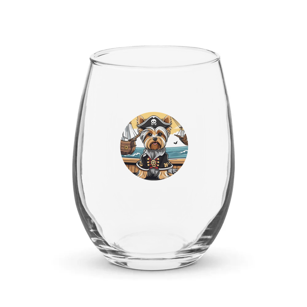 PugMug Custom Yorkshire Terrier Stemless Wine Glass