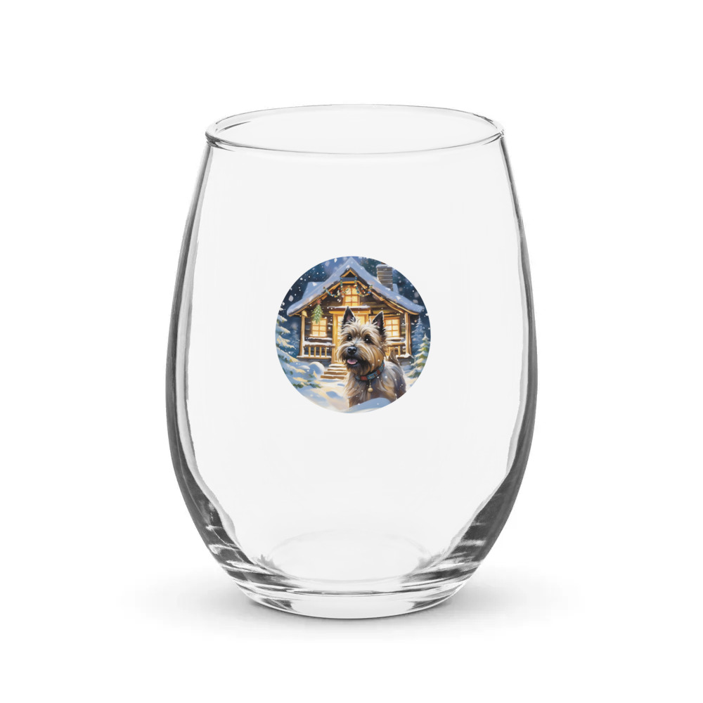 PugMug Custom Cairn Terrier Stemless Wine Glass