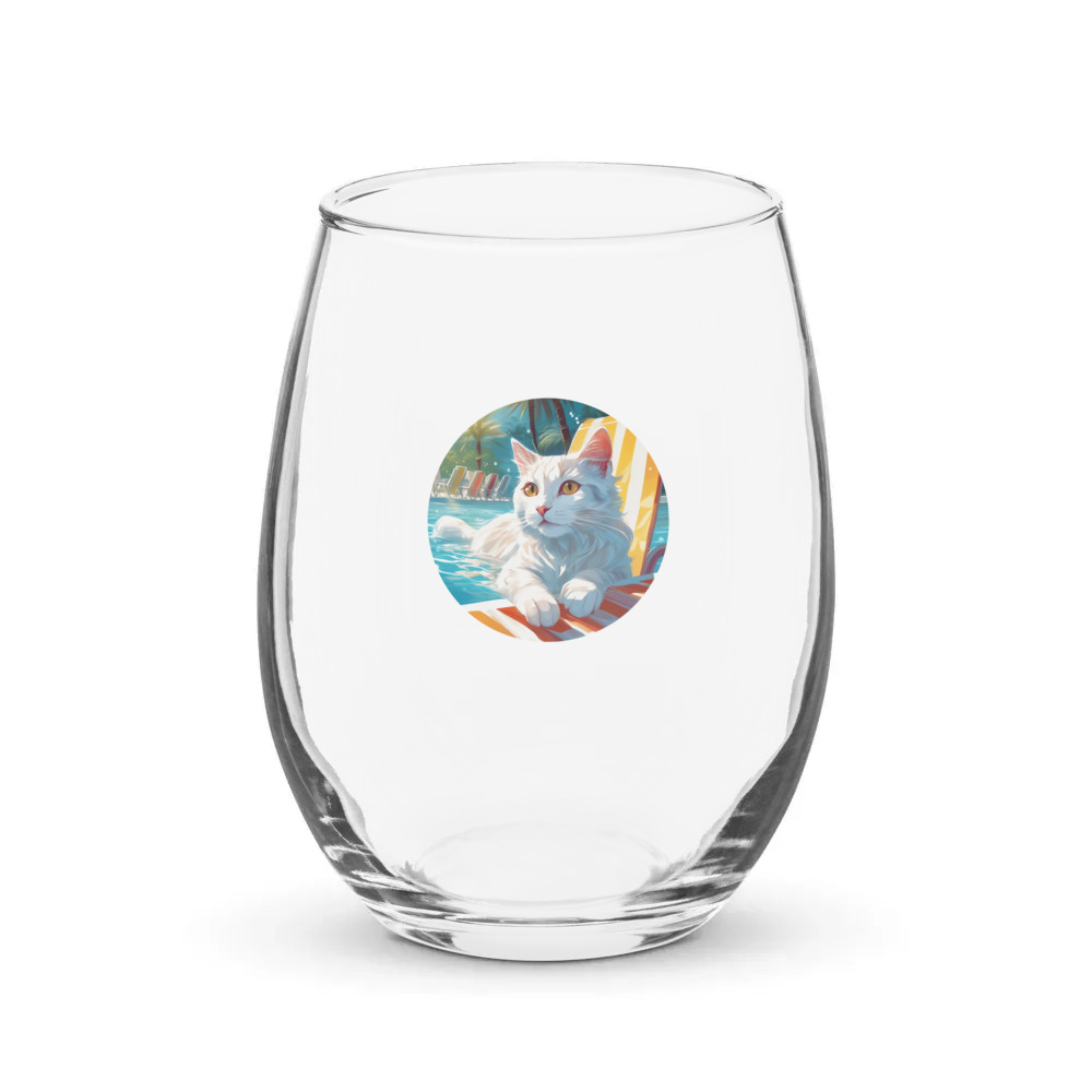PugMug Custom White Companion Cat Stemless Wine Glass