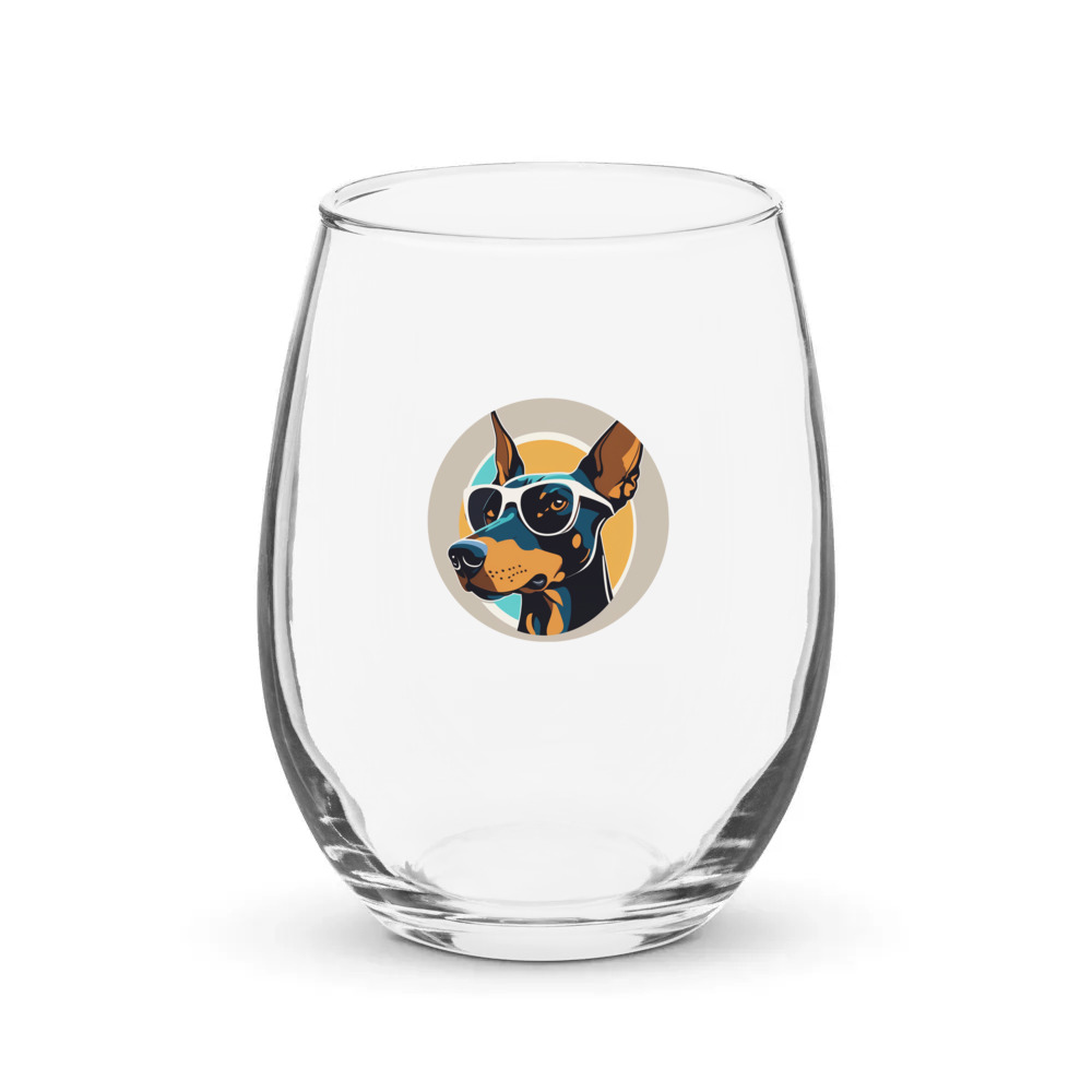 PugMug Custom Doberman Pinscher Stemless Wine Glass