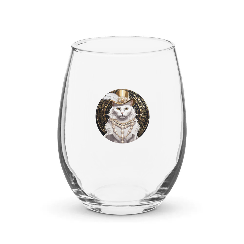 PugMug Custom White Companion Cat Stemless Wine Glass