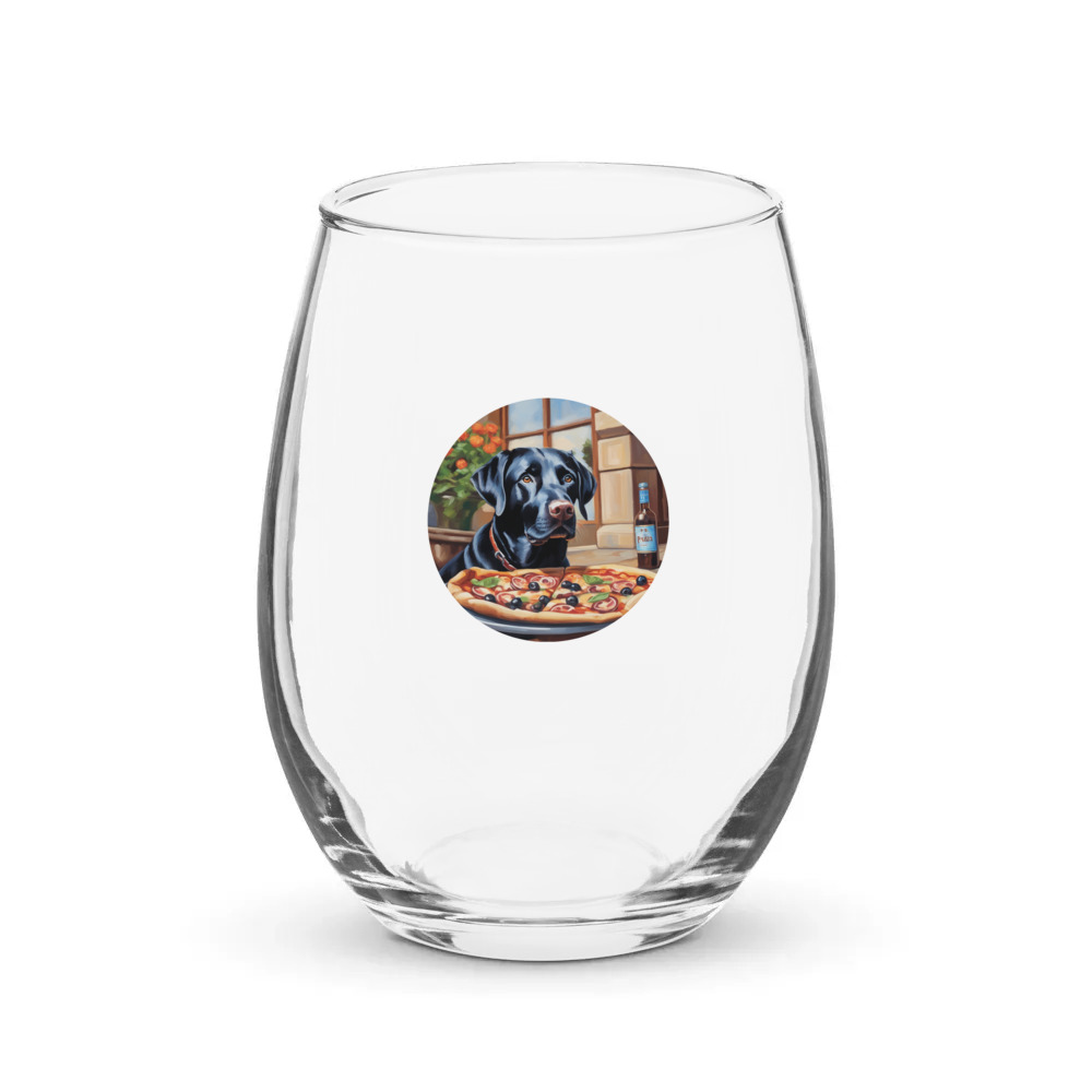 PugMug Custom Black Labrador Retriever Stemless Wine Glass