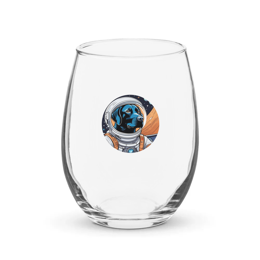 PugMug Custom Black Labrador Retriever Stemless Wine Glass