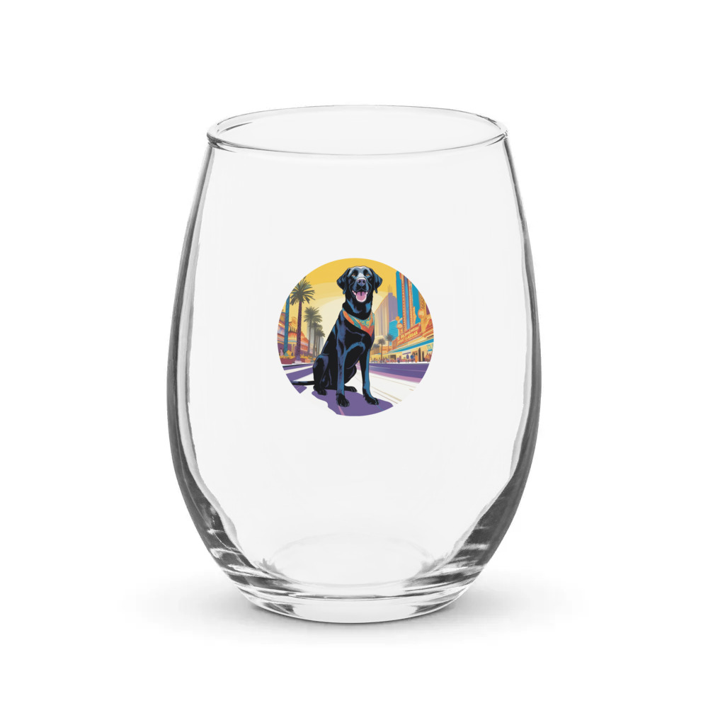 PugMug Custom Black Labrador Retriever Stemless Wine Glass