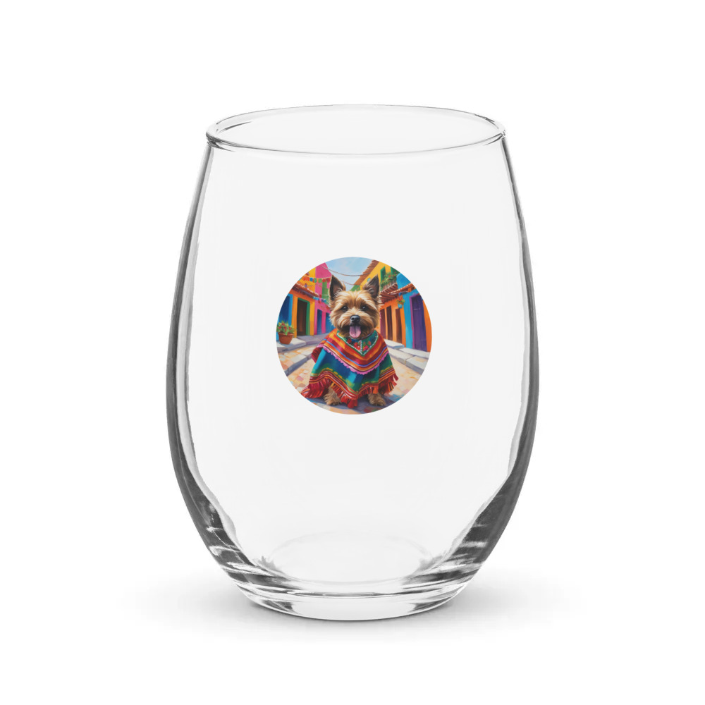 PugMug Custom Cairn Terrier Stemless Wine Glass