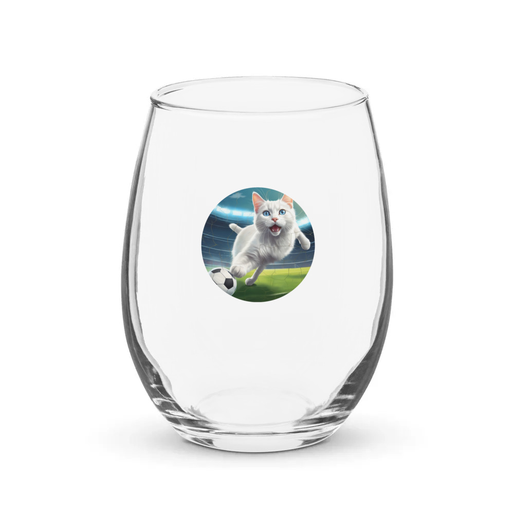 PugMug Custom White Companion Cat Stemless Wine Glass