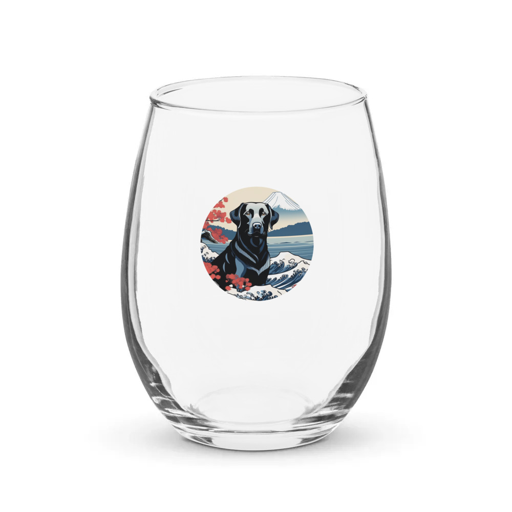 PugMug Custom Black Labrador Retriever Stemless Wine Glass