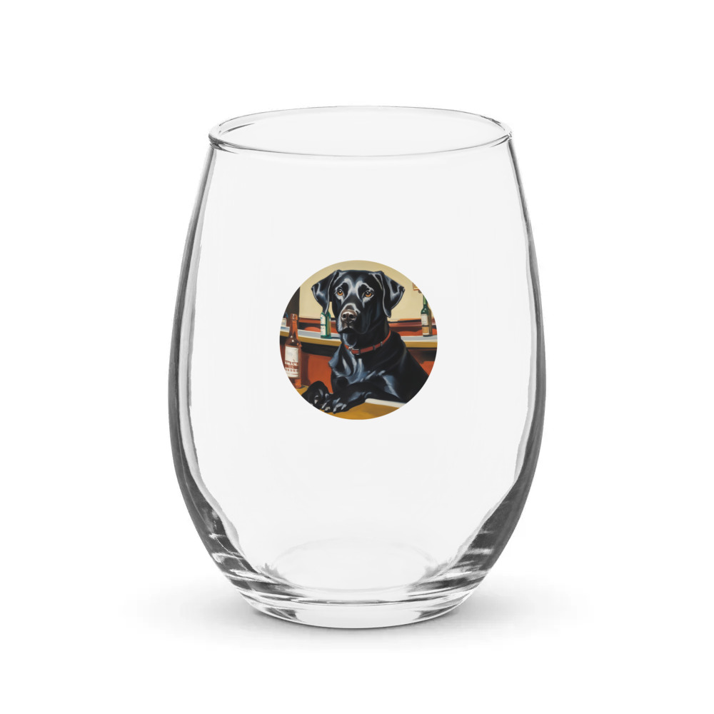 PugMug Custom Black Labrador Retriever Stemless Wine Glass