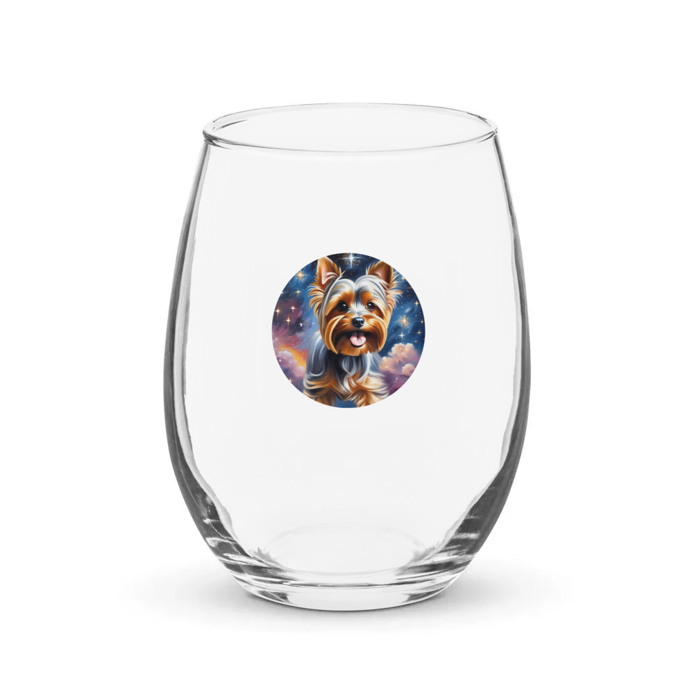 PugMug Custom Yorkshire Terrier Stemless Wine Glass