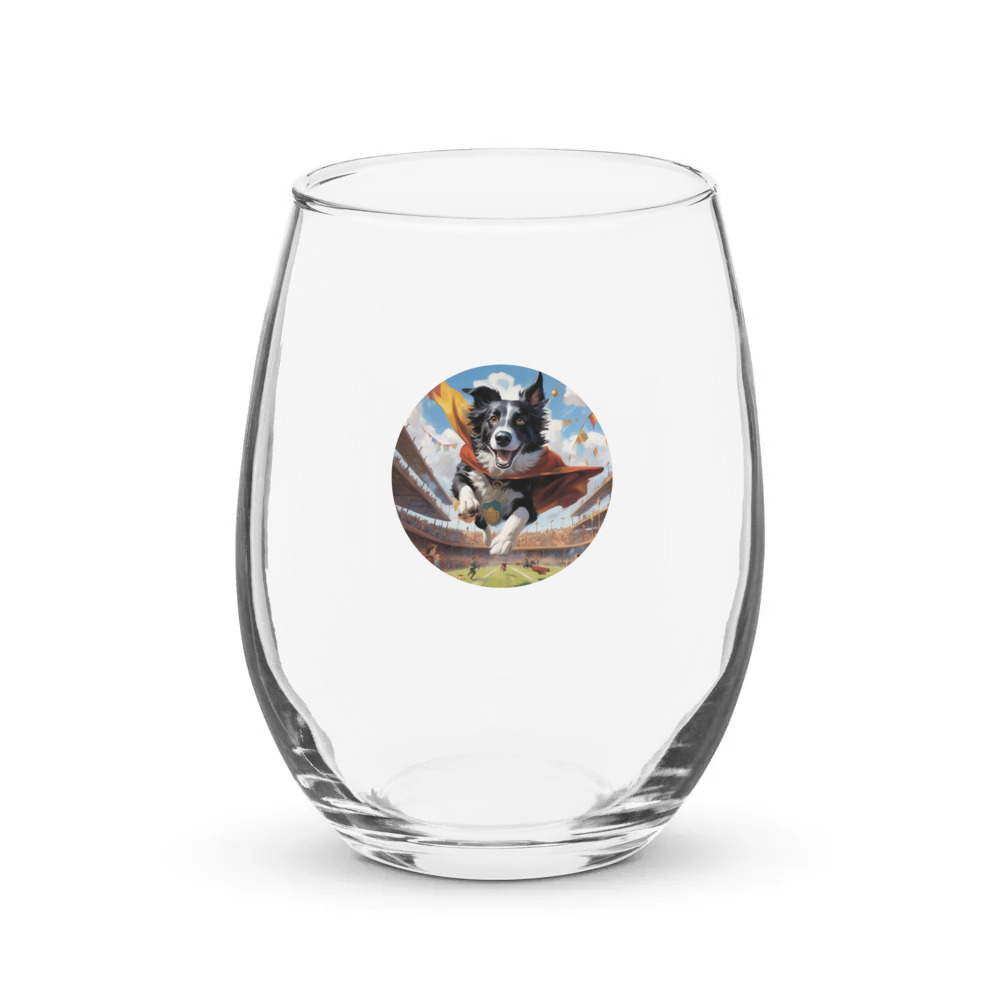 PugMug Custom Border Collie Stemless Wine Glass
