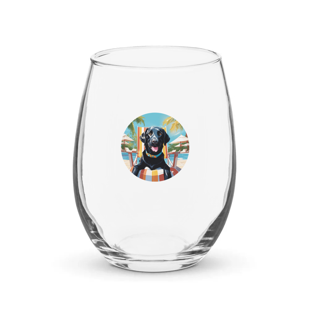 PugMug Custom Black Labrador Retriever Stemless Wine Glass