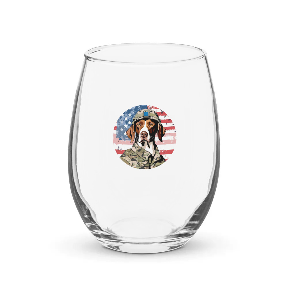 PugMug Custom Pointer Dog Stemless Wine Glass