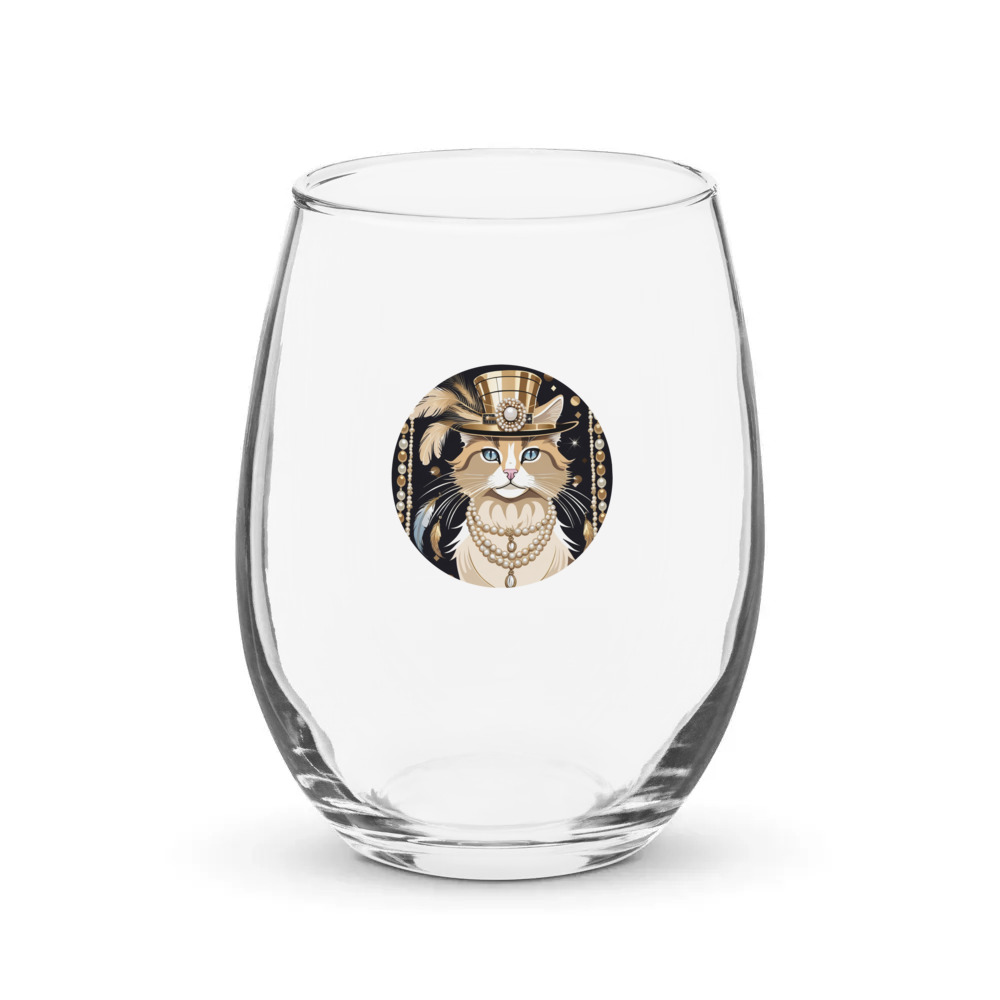 PugMug Custom Tabby Ragdoll Cat Stemless Wine Glass