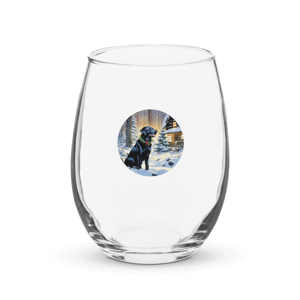 PugMug Custom Black Labrador Retriever Stemless Wine Glass